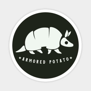 Armadillo armored potato. Funny animals, minimal design. Magnet